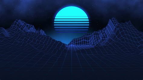 Free Download Retro 80s With Blue Neon Moon Live Wallpaper