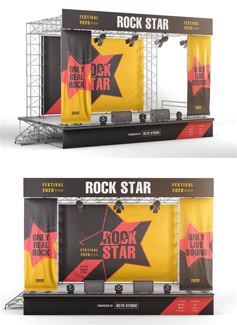 Stage Advertising Banners Mockup Psd Stage Set Design Outdoor Stage