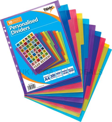 A5 A4 File Dividers Plastic Coloured Tabs Subject Filing Numbered A Z