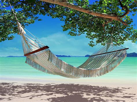 Just Relax Bonito Hammock Clouds Sea Beach Turquoise Leaves