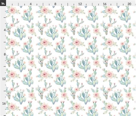 Watercolor Cactus Fabric By The Yard Cotton Knit Jersey Etsy