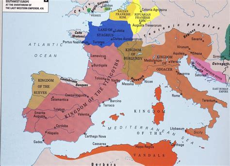 Western Europe After The Fall Of The Western Roman Maps On The Web