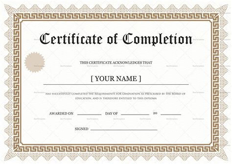 Bachelor Degree Completion Certificate Template Graduation