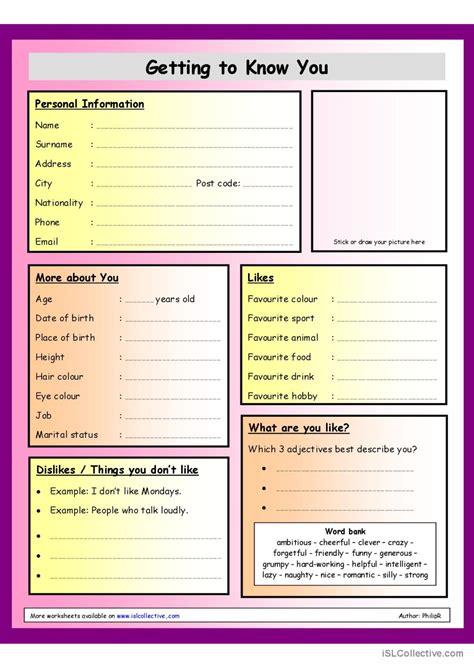 Getting To Know You Questionnaire English Esl Worksheets Pdf And Doc