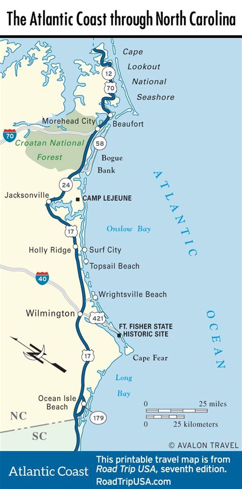 Map Of The Atlantic Coast Through North Carolina Outer Banks North