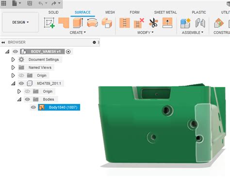 Solid Body Disappears After Using Stitch Command In Fusion 360