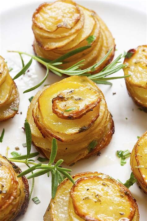 Sliced Potatoes Stacked Up And Baked To Crispy Perfection And Golden
