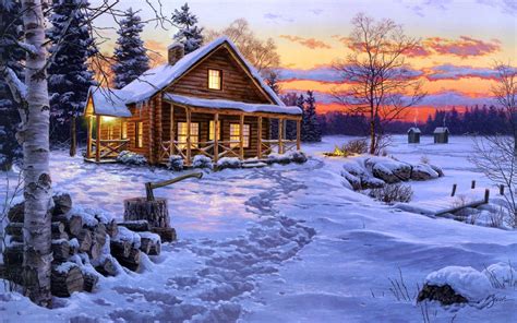 Cute Winter Log Cabin Bing Images Country Cabins Pinterest