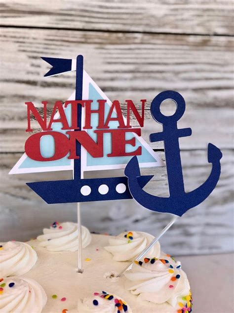 Sailboat Cake Topper Anchor Toppernautical Theme Add Your Etsy