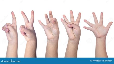 Child`s Hands Counting From One To Five Stock Image Image Of Child