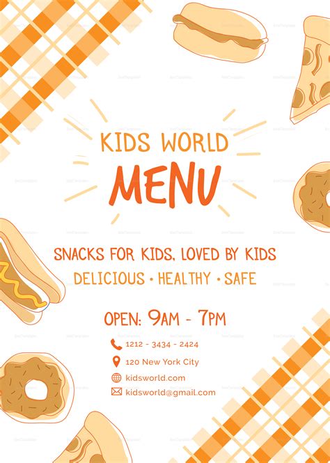 Kids Menu Design Template In Psd Word Publisher Illustrator Indesign