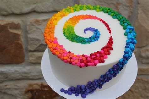 Colorful Patterned Swirl On White Cake Birthday Cakes Colorful Cakes