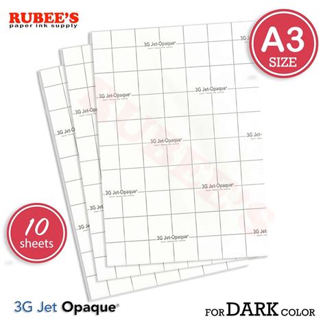 3g Jet Opaque Dark Transfer Paper A3 Size 10 Sheets Shopee Philippines