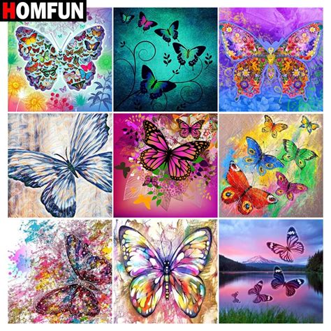 Homfun Full Drill Diamond Painting Butterfly Color Diy Picture Of
