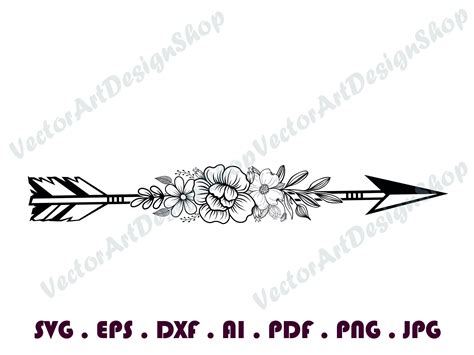 Arrow Flower 2 Svg Arrows And Feather Arrow And Flowers Cut Etsy