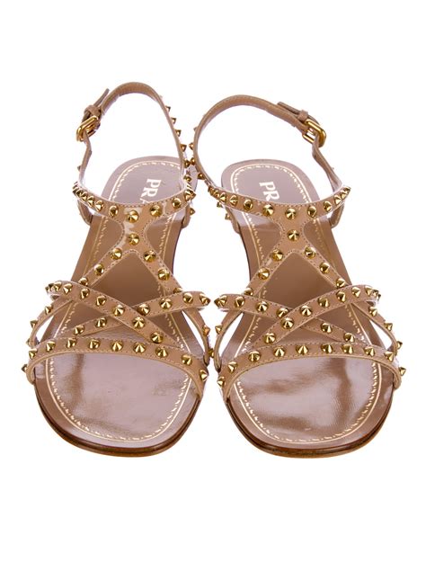 Prada Studded Patent Leather Sandals W Tags Shoes Pra The