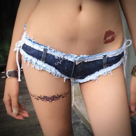 Women Clothing Low Waist Tight Lace Up Denim Short Shorts Spice