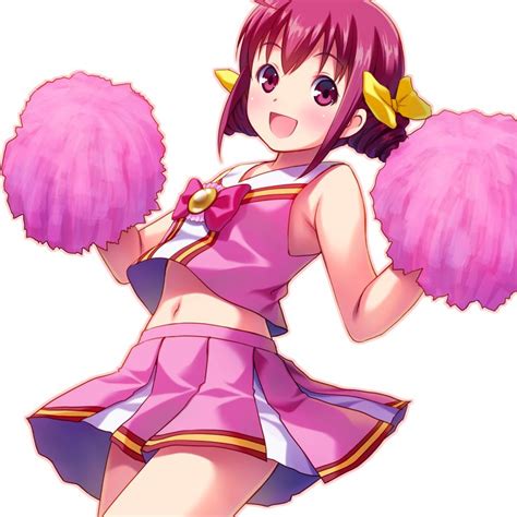 1girl d absurdres cheerleader highres hoshizora miyuki midriff navel open mouth pink eyes pink
