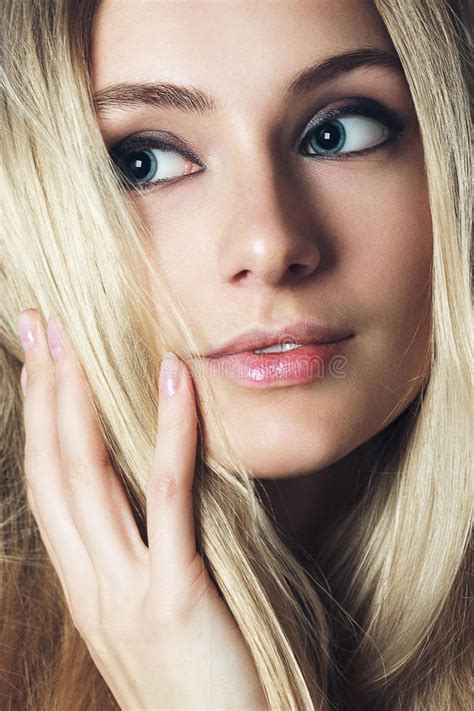 Blonde Young Girl Closeup Portrait Beautiful Face Stock Image Image