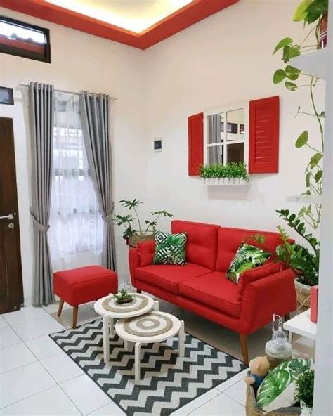 desain inspiratif interior rumah minimalis modern bernuansa merah