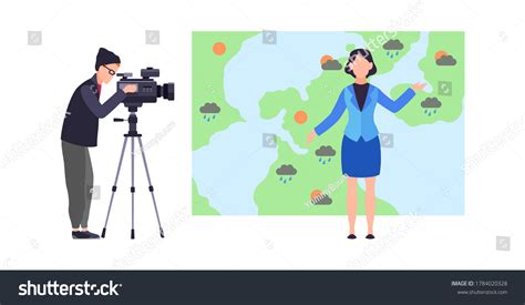 weather forecast woman meteorologist reporter standing stock vector royalty free 1784020328