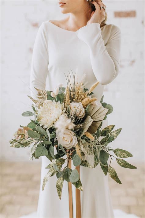 Pampas Grass Bouquet Eucalyptus Bouquet Large Wedding Etsy