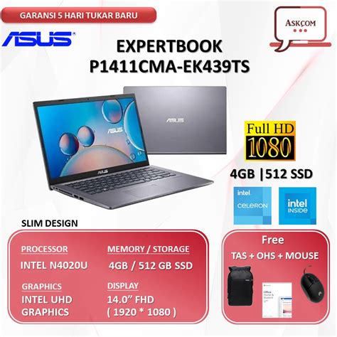 Jual Asus Expertbook P1411cma N4020 4gb 512gb Ssd 140fhd Windows 10