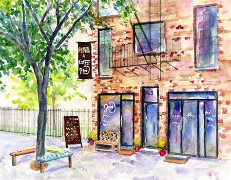 Bushwick Brooklyn New York Coffee Shop Painting By Carlin Blahnik