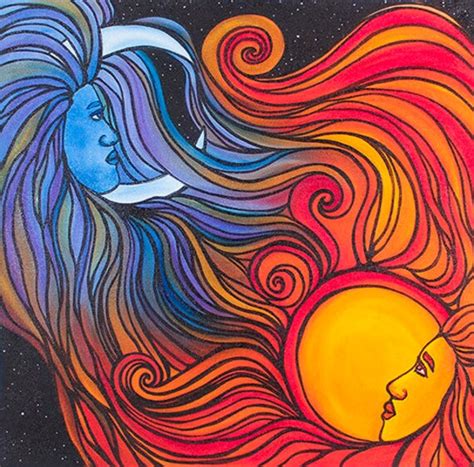 Original Oil Painting Sun And Moon Etsy