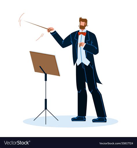 Music Conductor Man Conducting Orchestra Vector Image