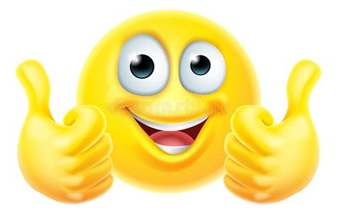 Thumbs Up Emoticon Emoji Face Cartoon Icon Stock Vector Illustration