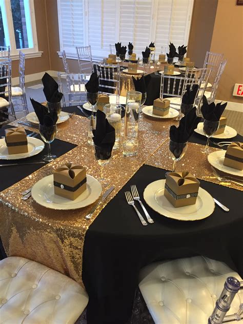Black And Gold Decorations For Table 70th Birthday Parties 50th Party