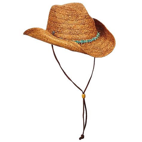 Tommy Bahama Womens Raffia Cowboy Hat With Leather Stones