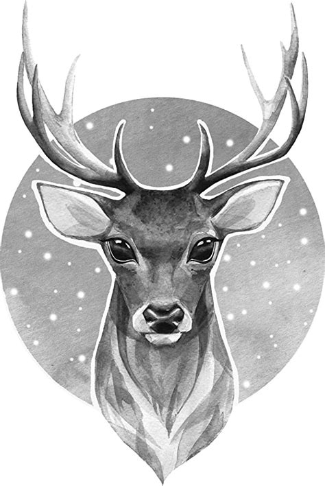 Pretty Pencil Sketch Deer Buck Cartoon Vinyl Decal Sticker 12 Tall Automotive