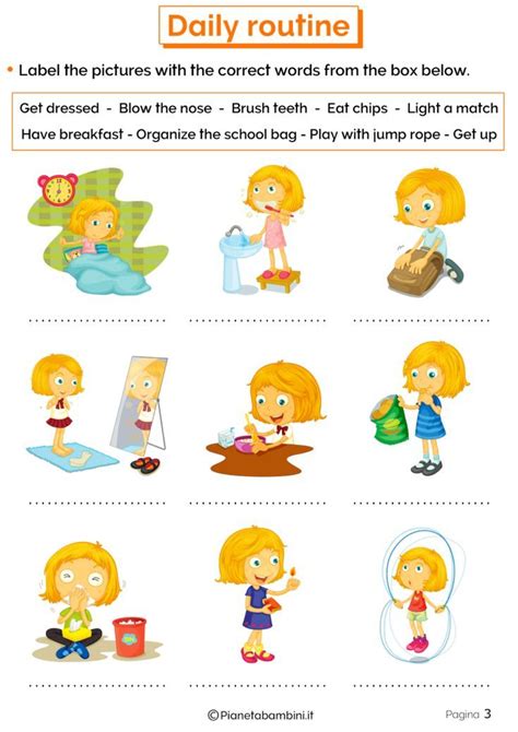 Daily Routine In Inglese Scuola Primaria - Daily English Actions: Primary School Exercises | Inglese, Scuola, Esercizi