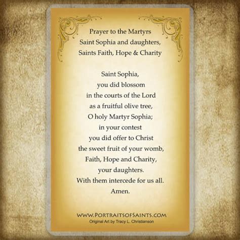 St Sophia The Martyr Holy Card Catholic Prayer Card Etsy