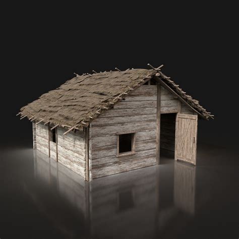 3d Model Village Wooden Thatched House Cottage Hut Cabin Nextgen Aaa Vr