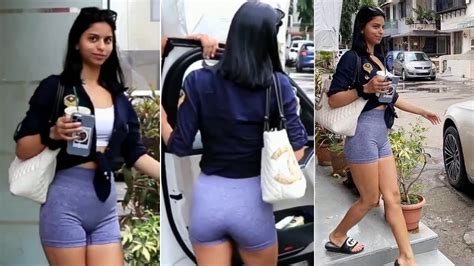 Suhana Khan Flaunts Hot Bod In Cycling Shorts Teams It Up With Black Knotted Shirt See Pics