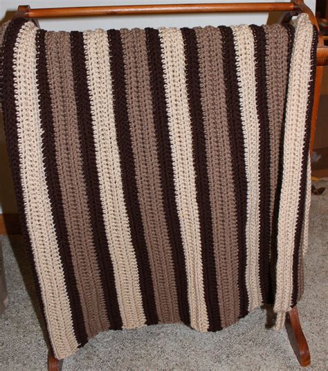 Brown Striped Crochet Afghan Etsy