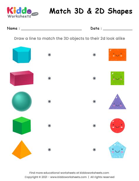 Free Printable Match 3d And 2d Worksheet Worksheet Kiddoworksheets