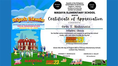 Brigada Eskwela Certificates Download Here Free