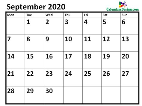 September 2021 Calendar Word Document
