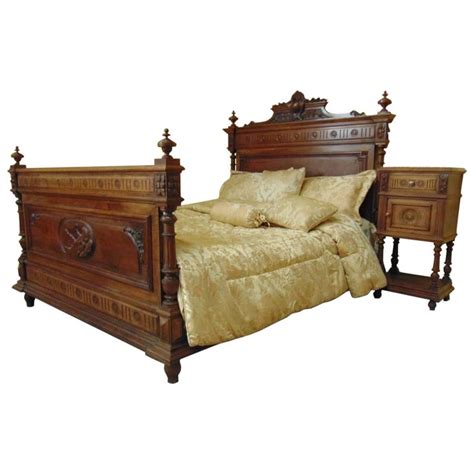 Antique furniture can remain beautiful long after the maker is gone and forgotten. Bed circa 1890 in Walnut For Sale at 1stdibs