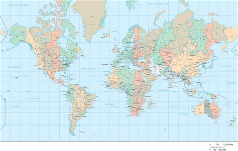 World Map With Time Zones Mercator Projection