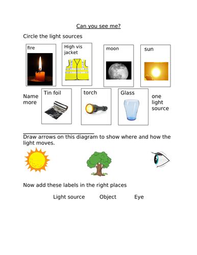 Assessment For The Light And Shadows Science Topic Teaching Resources