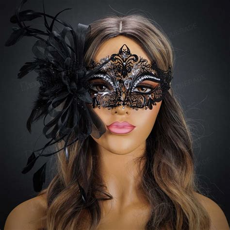 Luxury Masquerade Masks Black Masquerade Mask Feathers Luxury Etsy