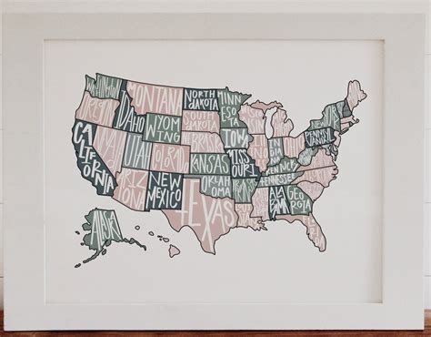 Pastel United States Map Digital Download Print Etsy United States