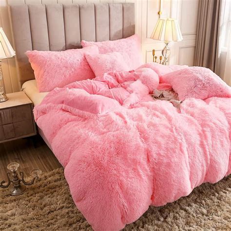 Fluffy Duvet Cover Pink King In 2021 Fluffy Duvet Fluffy Blankets