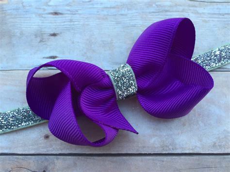 Purple And Silver Boutique Bow Headband Purple Baby Headband