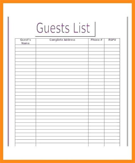 They will then add their guests to each of their lists and return them to. 12-13 guest list template google docs - lascazuelasphilly.com
